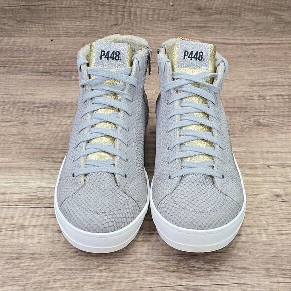 P448 Skate High Top Women's Size EU 39 US 9 Grey Snake Print Sneakers - Picture 2 of 9